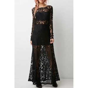 Zaful Black Lace Long Sleeve Maxi Dress